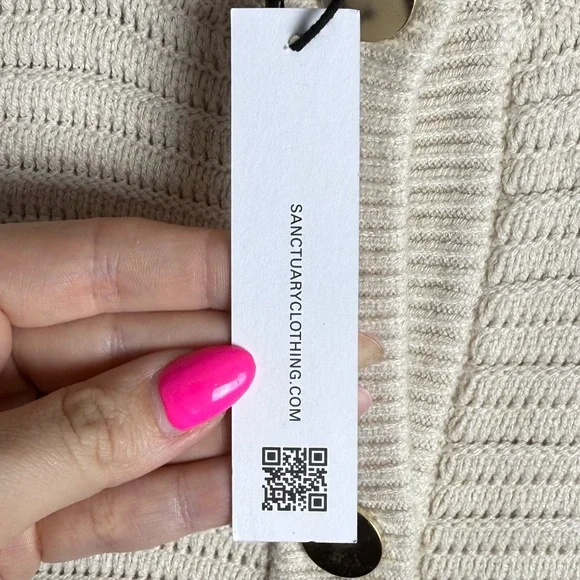 Sanctuary Women’s Pointelle Knitted Jacket Button Up Sweater in Oat size XXL - Picture 4 of 10